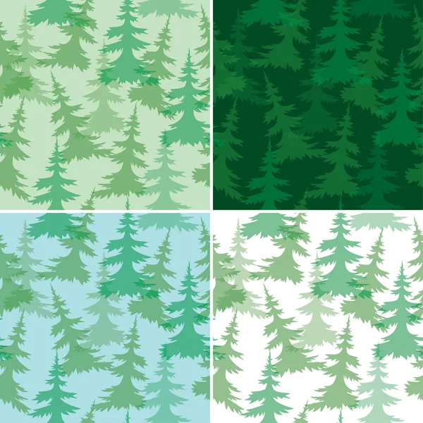 Patrones verdes sin costura con abetos - vector — Archivo Imágenes Vectoriales