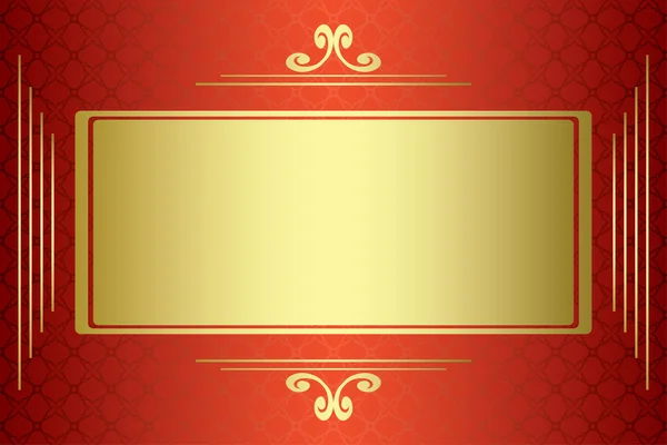 Red and gold vector card with gold frame — Stock Vector