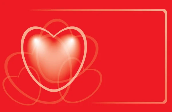 赤ベクトル心でロマンチックなカード — ストックベクタ