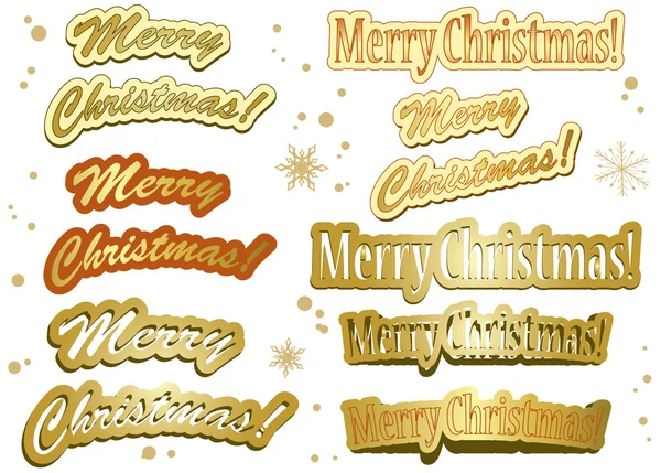 Набор наклеек на Рождество с золотым вектором — стоковый вектор