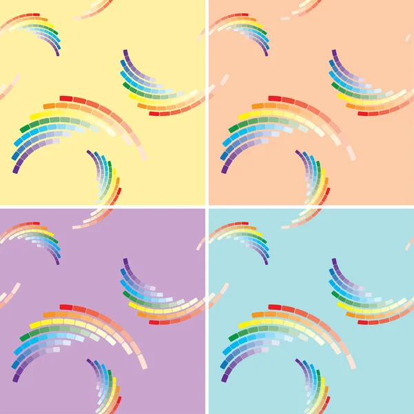 Conjunto de cuatro patrones sin costura vectorial con paleta de arco iris para ba — Archivo Imágenes Vectoriales