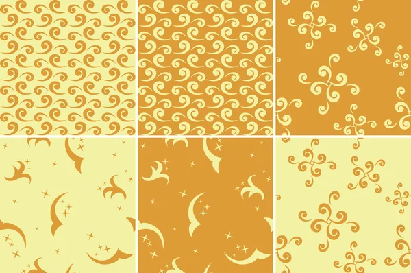 Set of light and dark yellow patterns for scrapbook paper - vect — Stock Vector
