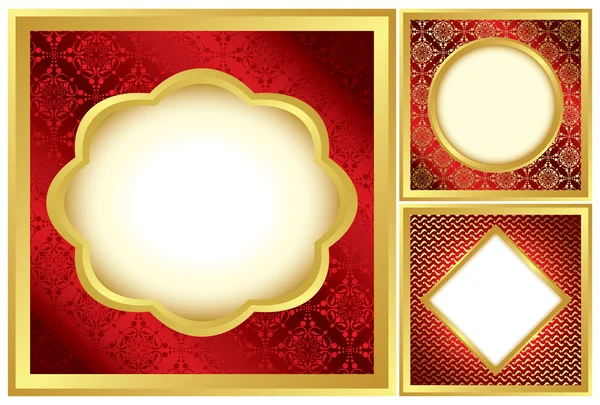 Vector - set of red and golden decorative frames — Stock Vector