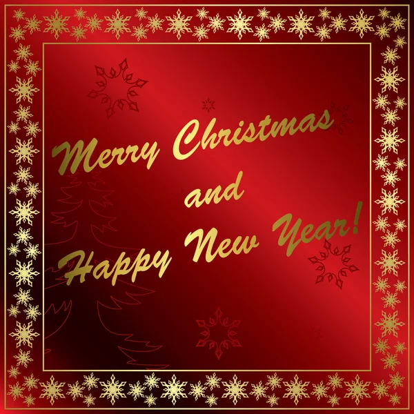 Carte de Noël vectorielle rouge avec décorations dorées — Image vectorielle