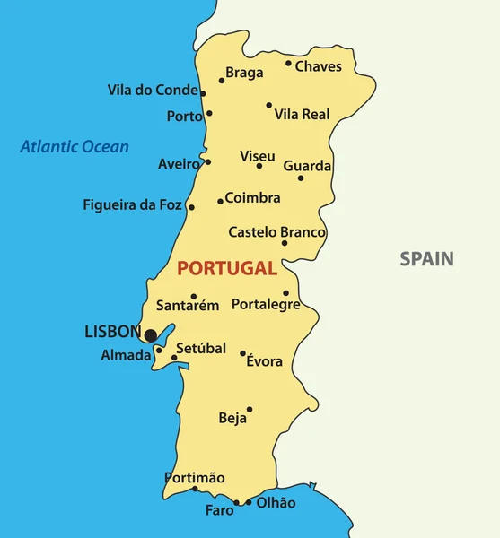 葡萄牙的矢量地图 — 图库矢量图片