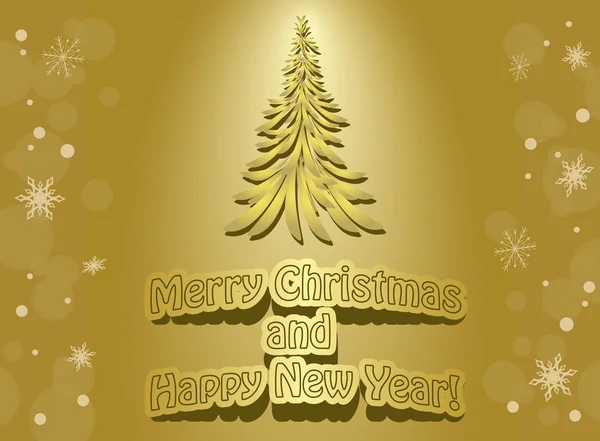 Vektör altın kartı - mutlu Noeller ve mutlu yeni yıl — Stok Vektör