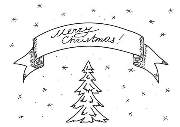 Векторна листівка - весела різдвяна - креслення рук — стоковий вектор