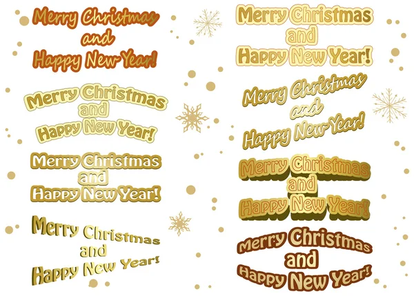 Conjunto de pegatinas de Navidad vector de oro - Feliz Navidad y ha — Archivo Imágenes Vectoriales