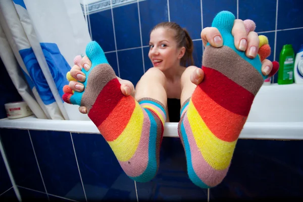 Колір смугасті шкарпетки — стокове фото