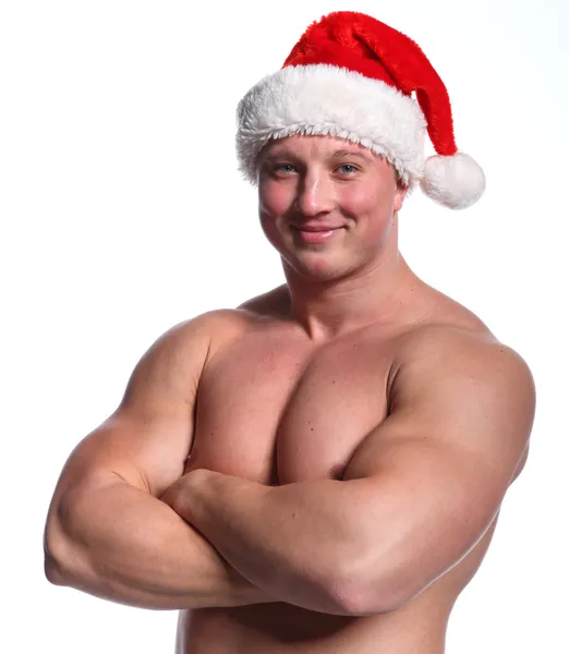 Weihnachtsmann Bodybuilder — Stockfoto