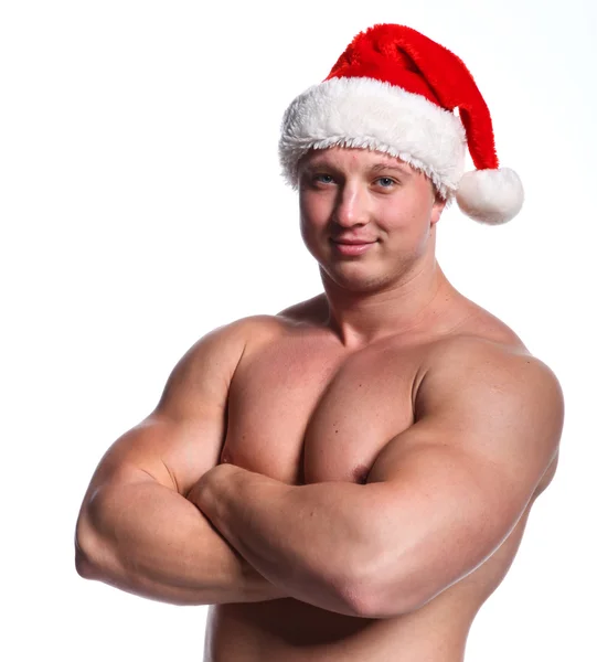 Santa bodybuilder — Stockfoto