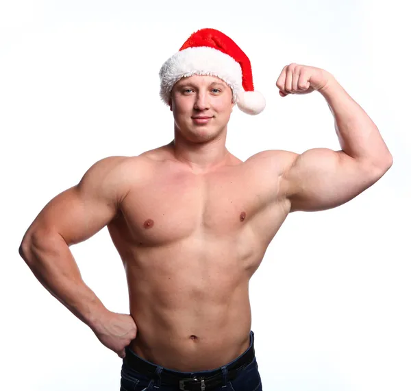 Santa bodybuilder — Stock Photo, Image