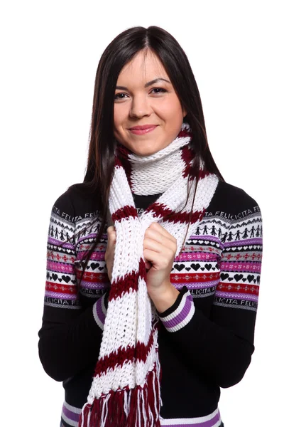 Kvinna i varm tröja — Stockfoto