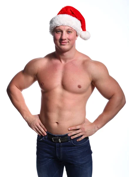 Weihnachtsmann Bodybuilder — Stockfoto