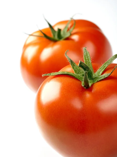Two tomatoes isolated on white background — Stock Photo, Image