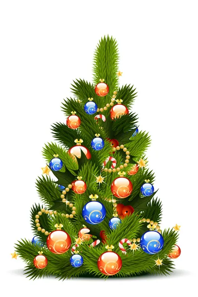 Weihnachtsbaum mit Dekoration — Stockvektor