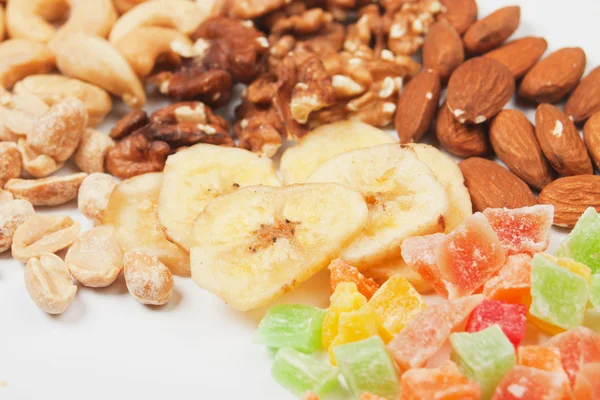 Nuts and dried fruit — Stock Photo, Image