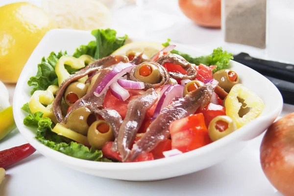 Salada de anchova — Fotografia de Stock