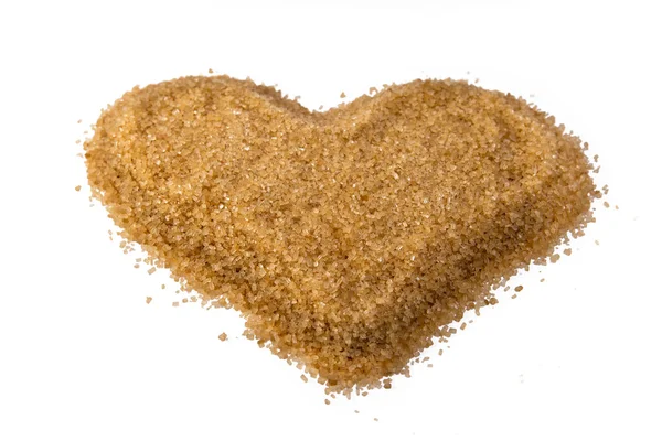 Srdce z není rafinovaný reed krystalového cukru — Stock fotografie