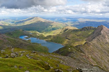 Mountain view from the Snowdon summit, Snowdonia, Wales clipart
