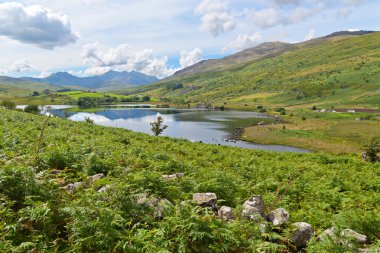 Lake in Snowdonia with views to Snowdon clipart