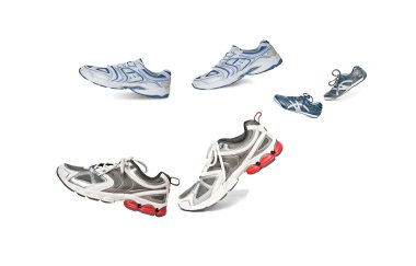 Walking pairs of sneakers clipart