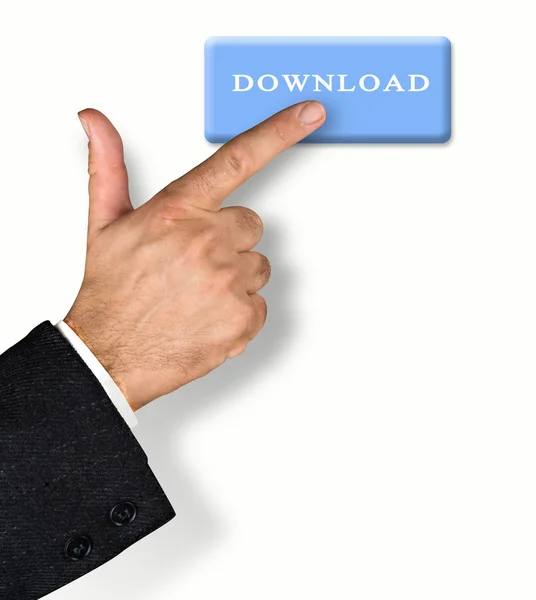 Man pressing download button — Stock Photo, Image