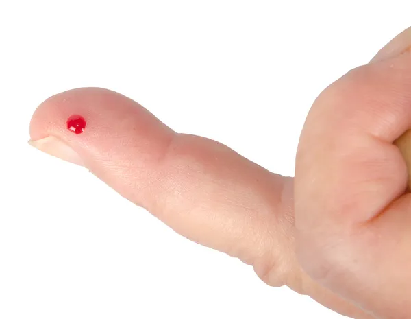 Finger with drop of blood — Stock Photo, Image