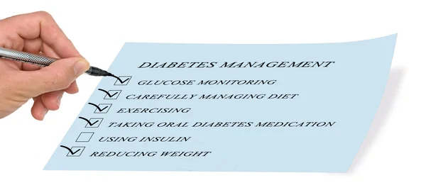 Liste de contrôle pour la prise en charge du diabète — Photo