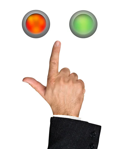 Hand and two buttons — Stock Photo, Image