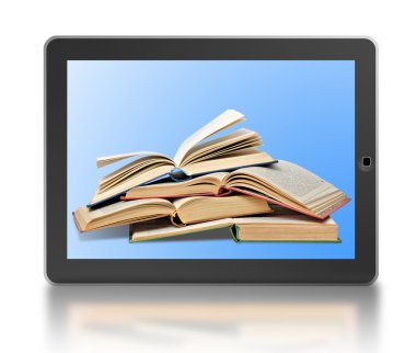 Symbol of digital library and e-reader clipart