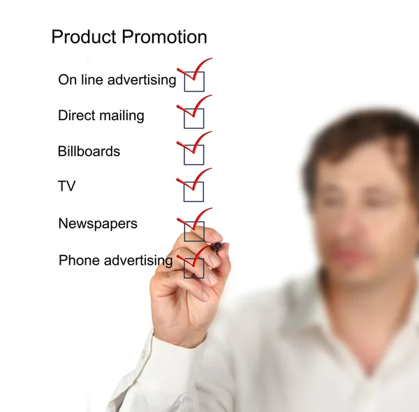 Lista de verificación de promoción de productos — Foto de Stock