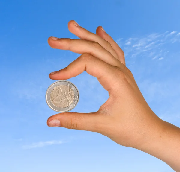 stock image Two euro in hand