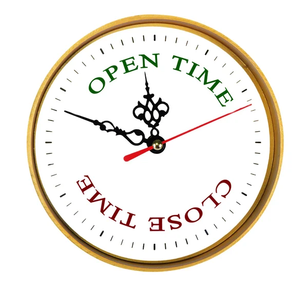 Ρολόι που δείχνει την ώρα ανοίγματος και κλεισίματος — Φωτογραφία Αρχείου