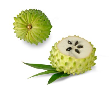 Beyaz arka plan üzerinde izole soursop bölümü