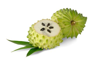 Beyaz arka plan üzerinde izole soursop bölümü