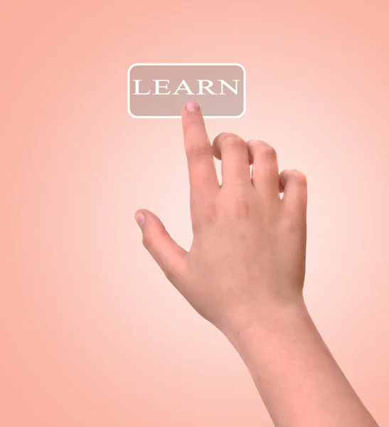 Ragazza premendo imparare pulsante — Foto Stock