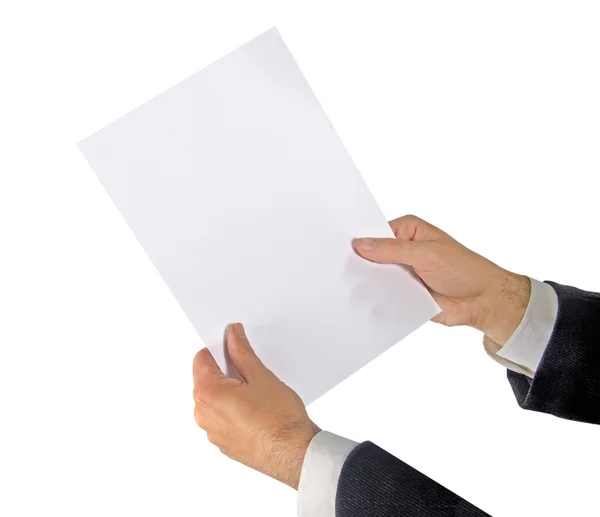 Бизнесмен держит бумагу — стоковое фото