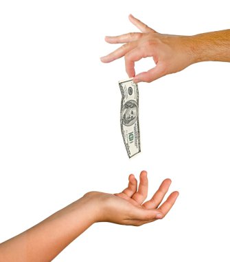 Hand with dollar banknote clipart