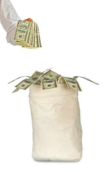 Bag with dollars — Stock Photo, Image