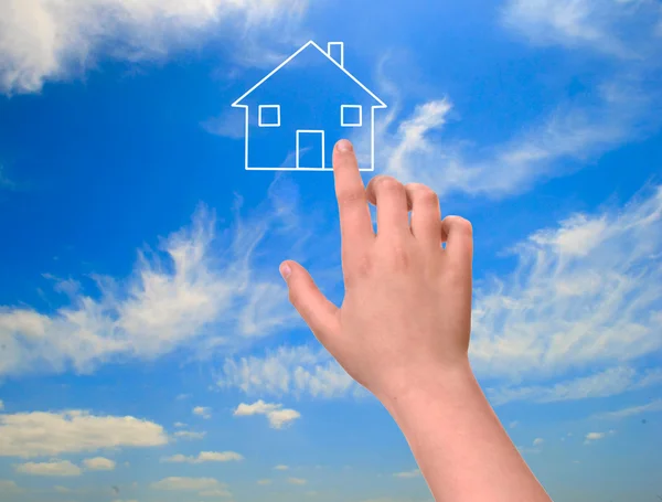 Girl pointing to dream house — Stock Photo, Image
