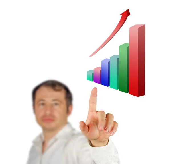 Businessman pointing to graphic — Stock Photo, Image