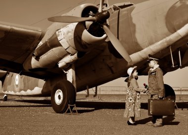 Pilot gives wife a red rose clipart