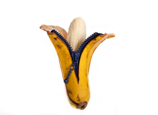 Banan obrany przez zip — Zdjęcie stockowe
