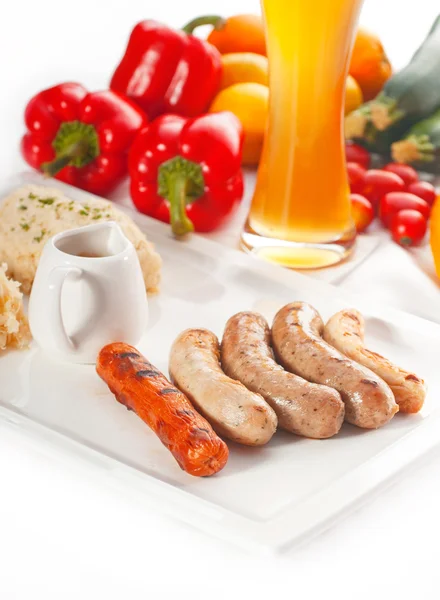 stock image Selection of all main type of german wurstel saussages