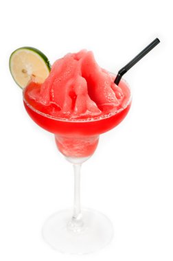 Frozen strawberry margarita daiquiri isolated on white clipart