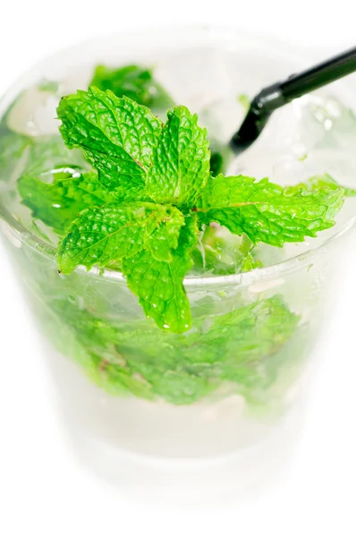 Cocktail mojito caipirina com folhas de hortelã fresca — Fotografia de Stock