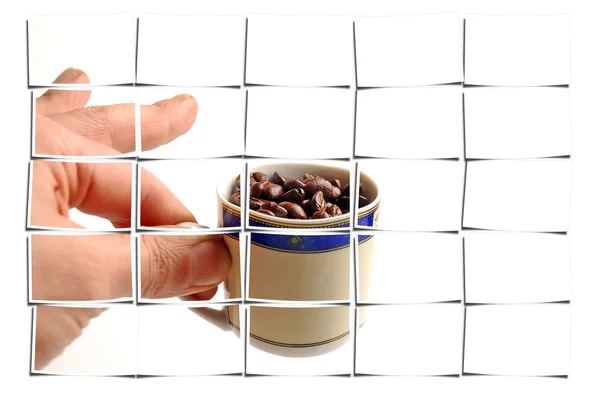 Kávová zrna pohár — Stock fotografie