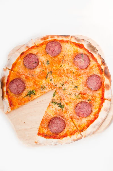 stock image Italian original thin crust pepperoni pizza