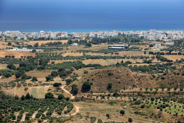 Olive groves around Kardamena as seen from the fortress Antimachia. — Stock Photo, Image